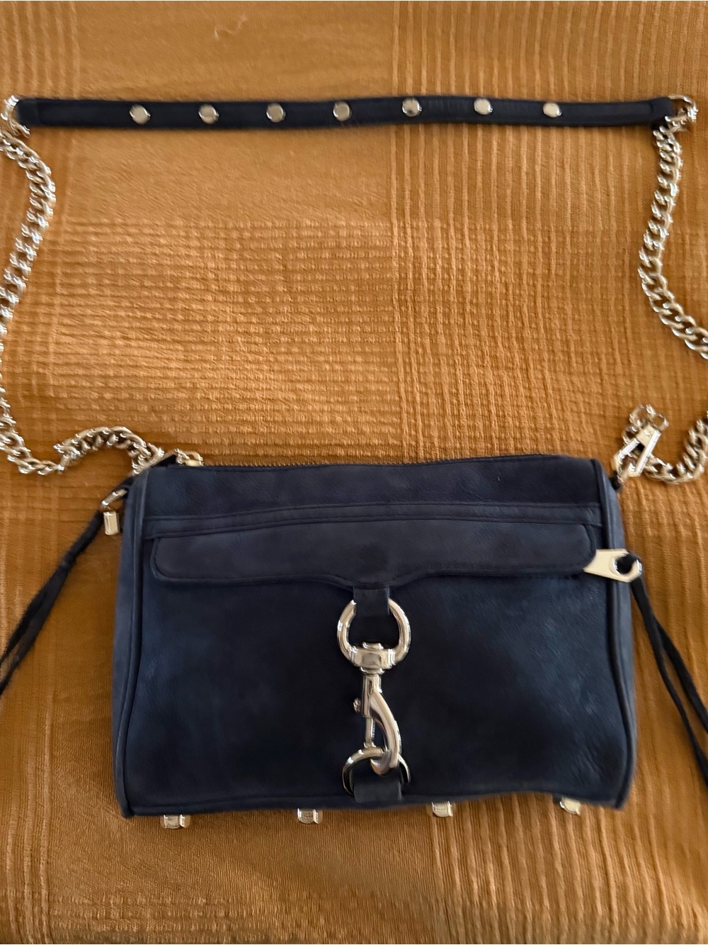Rebecca Minkoff Navy Leather Crossbody Bag with Gold Hardware